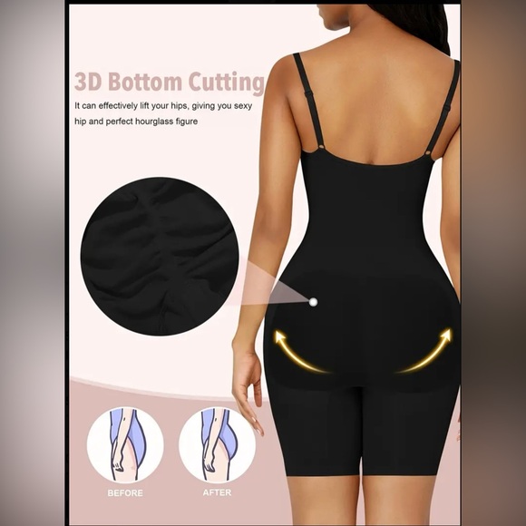 🔥✔️ Solid Adjustable Strap Bodysuit, Backless Butt Lifting Bodyshaper Size L 👀 - Picture 3 of 16